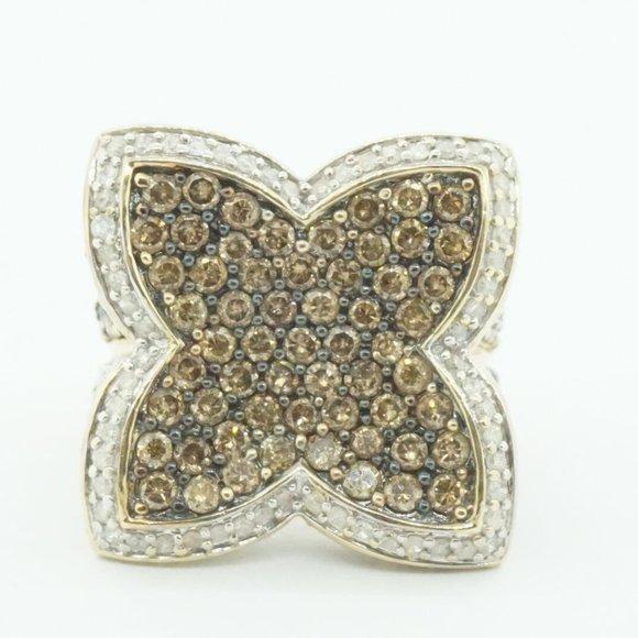 Estate Yellow Gold Diamond Cocktail Ring 6.00 TCW Size 7.25 White Vintage Style - Picture 3 of 6